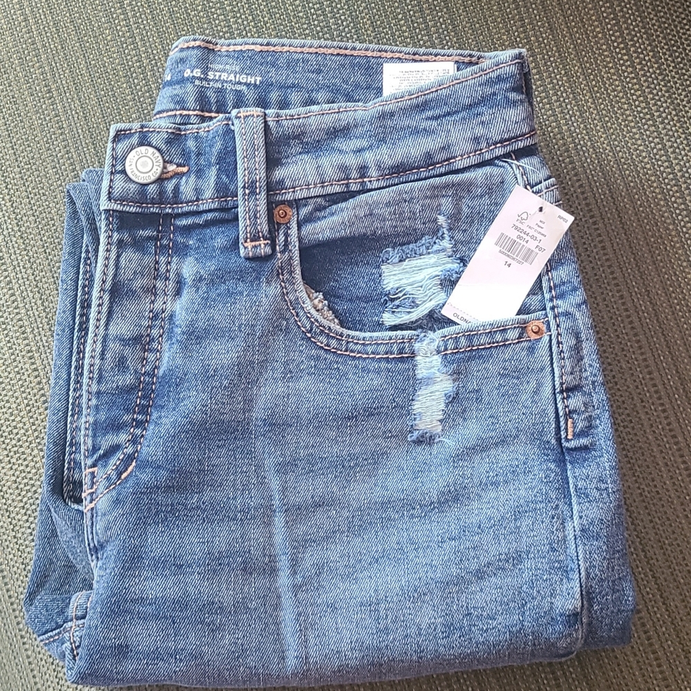 NWT Old Navy girls OG High Rise straight leg button fly size 14 (M6)